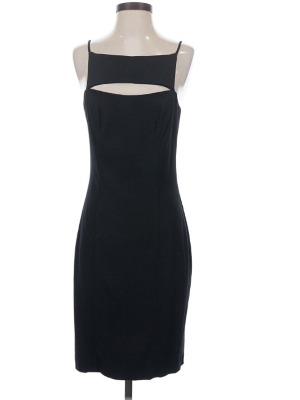Maria Bianca Nero Black Fitted Dress Size Larch Cutout Neckline Minimialist